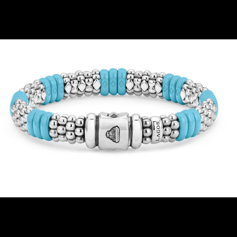 Lagos Blue and Sterling Caviar Bracelet like new with box! Size small!